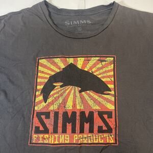 Simms Fishing Graphic T-Shirt Men’s XL Gray Short Sleeve Outdoor Tee